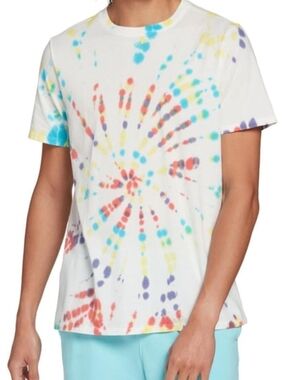 DSG Mens Tie-Dye Short Sleeve Tee - White Multi Size Large 100% Cotton